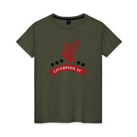 Женская футболка хлопок с принтом Liverpool в Кировске, 100% хлопок | прямой крой, круглый вырез горловины, длина до линии бедер, слегка спущенное плечо | ливерпуль