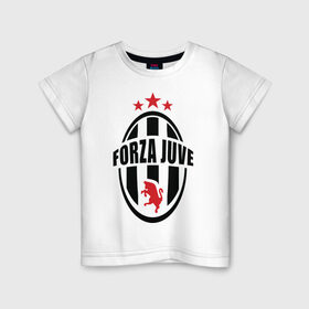 Детская футболка хлопок с принтом Forza Juventus в Кировске, 100% хлопок | круглый вырез горловины, полуприлегающий силуэт, длина до линии бедер | forza | juventus | футбол