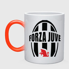 Кружка хамелеон с принтом Forza Juventus в Кировске, керамика | меняет цвет при нагревании, емкость 330 мл | Тематика изображения на принте: forza | juventus | футбол