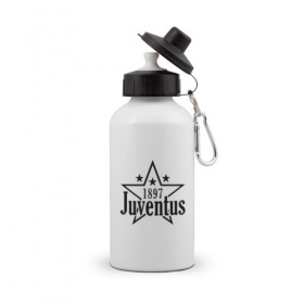 Бутылка спортивная с принтом juventus в Кировске, металл | емкость — 500 мл, в комплекте две пластиковые крышки и карабин для крепления | juventus | ювентус