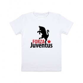 Детская футболка хлопок с принтом Forza Juventus в Кировске, 100% хлопок | круглый вырез горловины, полуприлегающий силуэт, длина до линии бедер | juventus | ювентус