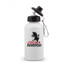 Бутылка спортивная с принтом Forza Juventus в Кировске, металл | емкость — 500 мл, в комплекте две пластиковые крышки и карабин для крепления | juventus | ювентус