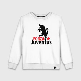 Детский свитшот хлопок с принтом Forza Juventus в Кировске, 100% хлопок | круглый вырез горловины, эластичные манжеты, пояс и воротник | Тематика изображения на принте: juventus | ювентус