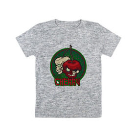 Детская футболка хлопок с принтом ЗомбиВишня в Кировске, 100% хлопок | круглый вырез горловины, полуприлегающий силуэт, длина до линии бедер | арт | веган | вишня | зомби | мультик | овощи | хэллоуин | череп