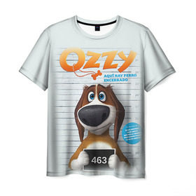 Мужская футболка 3D с принтом Ozzy в Кировске, 100% полиэфир | прямой крой, круглый вырез горловины, длина до линии бедер | Тематика изображения на принте: dog | fast furry | бигль | большой собачий побег | мартин | мультфильм | оззи | побег | свободу разношерстным | собака