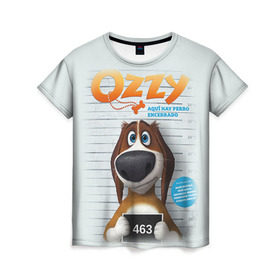 Женская футболка 3D с принтом Ozzy в Кировске, 100% полиэфир ( синтетическое хлопкоподобное полотно) | прямой крой, круглый вырез горловины, длина до линии бедер | dog | fast furry | бигль | большой собачий побег | мартин | мультфильм | оззи | побег | свободу разношерстным | собака