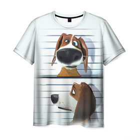 Мужская футболка 3D с принтом Разыскивается пёс в Кировске, 100% полиэфир | прямой крой, круглый вырез горловины, длина до линии бедер | dog | fast furry | бигль | большой собачий побег | мартин | мультфильм | оззи | побег | свободу разношерстным | собака