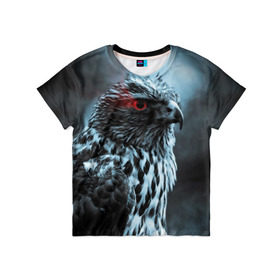 Детская футболка 3D с принтом Ночной орёл в Кировске, 100% гипоаллергенный полиэфир | прямой крой, круглый вырез горловины, длина до линии бедер, чуть спущенное плечо, ткань немного тянется | глаз | крылья | орёл | пернатые | перья | природа | птица
