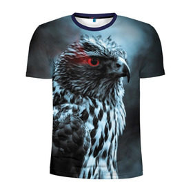 Мужская футболка 3D спортивная с принтом Ночной орёл в Кировске, 100% полиэстер с улучшенными характеристиками | приталенный силуэт, круглая горловина, широкие плечи, сужается к линии бедра | глаз | крылья | орёл | пернатые | перья | природа | птица