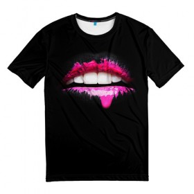 Мужская футболка 3D с принтом Гламур в Кировске, 100% полиэфир | прямой крой, круглый вырез горловины, длина до линии бедер | губная помада | губы | девушка | девушки рулят | зубы | любовь | прикол