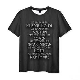 Мужская футболка 3D с принтом Американская история ужасов в Кировске, 100% полиэфир | прямой крой, круглый вырез горловины, длина до линии бедер | horror | американская история ужасов | асалум | отель | роанок | сериалы | ужасы | фрик шоу