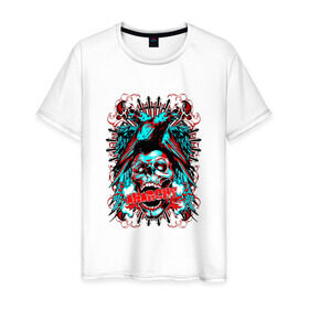 Мужская футболка хлопок с принтом Анархия в Кировске, 100% хлопок | прямой крой, круглый вырез горловины, длина до линии бедер, слегка спущенное плечо. | anarchy | skull | ворон