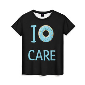 Женская футболка 3D с принтом Donut care в Кировске, 100% полиэфир ( синтетическое хлопкоподобное полотно) | прямой крой, круглый вырез горловины, длина до линии бедер | simpsons