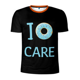 Мужская футболка 3D спортивная с принтом Donut care в Кировске, 100% полиэстер с улучшенными характеристиками | приталенный силуэт, круглая горловина, широкие плечи, сужается к линии бедра | Тематика изображения на принте: simpsons