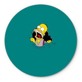 Коврик круглый с принтом Alien-Homer в Кировске, резина и полиэстер | круглая форма, изображение наносится на всю лицевую часть | simpsons