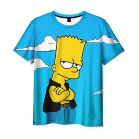 Мужская футболка 3D с принтом Барт Симпсон в Кировске, 100% полиэфир | прямой крой, круглый вырез горловины, длина до линии бедер | Тематика изображения на принте: simpsons