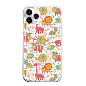 Чехол для iPhone 11 Pro матовый с принтом Детские рисунки в Кировске, Силикон |  | дети | животные | жираф | лев | птица | рисунок | слон | фауна | черепаха