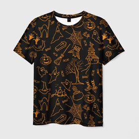 Мужская футболка 3D с принтом Хэллуин 3 в Кировске, 100% полиэфир | прямой крой, круглый вырез горловины, длина до линии бедер | 31 октября | halloween | паутина | привидения | теги: хелоуин | хеллоуин | черепа