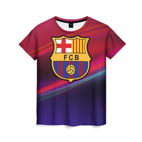 Женская футболка 3D с принтом ФК Барселона в Кировске, 100% полиэфир ( синтетическое хлопкоподобное полотно) | прямой крой, круглый вырез горловины, длина до линии бедер | барселона | болельщик | испания | каталония | футбол | футболист