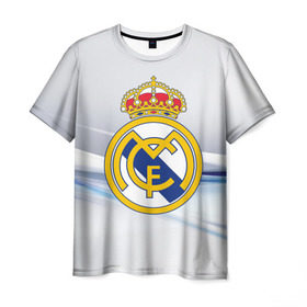 Мужская футболка 3D с принтом Реал Мадрид в Кировске, 100% полиэфир | прямой крой, круглый вырез горловины, длина до линии бедер | real madrid | испания | португалия