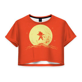 Женская футболка 3D укороченная с принтом Moon в Кировске, 100% полиэстер | круглая горловина, длина футболки до линии талии, рукава с отворотами | anime | dragon ball | goku | аниме | гоку | драконий жемчуг | жемчуг дракона