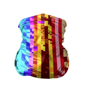 Бандана-труба 3D с принтом Пиксилизация в Кировске, 100% полиэстер, ткань с особыми свойствами — Activecool | плотность 150‒180 г/м2; хорошо тянется, но сохраняет форму | полосы | разноцветный | яркий