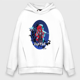 Мужское худи Oversize хлопок с принтом Undyne в Кировске, френч-терри — 70% хлопок, 30% полиэстер. Мягкий теплый начес внутри —100% хлопок | боковые карманы, эластичные манжеты и нижняя кромка, капюшон на магнитной кнопке | undertale | undyne