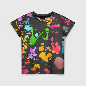 Детская футболка 3D с принтом Игра красок в Кировске, 100% гипоаллергенный полиэфир | прямой крой, круглый вырез горловины, длина до линии бедер, чуть спущенное плечо, ткань немного тянется | кляксы | пятна | разноцветный | яркий