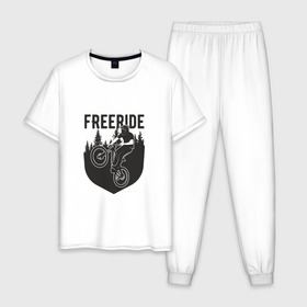 Мужская пижама хлопок с принтом Freeride в Кировске, 100% хлопок | брюки и футболка прямого кроя, без карманов, на брюках мягкая резинка на поясе и по низу штанин
 | Тематика изображения на принте: iceberg