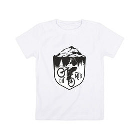 Детская футболка хлопок с принтом Downhill mountain bike в Кировске, 100% хлопок | круглый вырез горловины, полуприлегающий силуэт, длина до линии бедер | iceberg