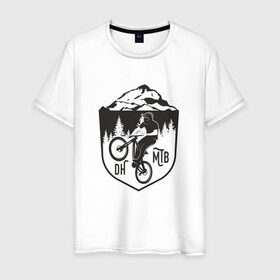 Мужская футболка хлопок с принтом Downhill mountain bike в Кировске, 100% хлопок | прямой крой, круглый вырез горловины, длина до линии бедер, слегка спущенное плечо. | iceberg