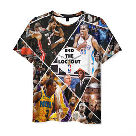 Мужская футболка 3D с принтом NBA в Кировске, 100% полиэфир | прямой крой, круглый вырез горловины, длина до линии бедер | basketball | nba | sport | sports | баскетбол | нба | спорт
