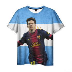 Мужская футболка 3D с принтом Messi from Argentina в Кировске, 100% полиэфир | прямой крой, круглый вырез горловины, длина до линии бедер | аргентина | барселона | месси | футбол