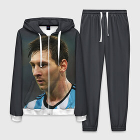 Мужской костюм 3D с принтом Leo Messi в Кировске, 100% полиэстер | Манжеты и пояс оформлены тканевой резинкой, двухслойный капюшон со шнурком для регулировки, карманы спереди | fc barcelona | football | lionel messi | messi | аргентина | барса | лео месси | фк барселона | футбол