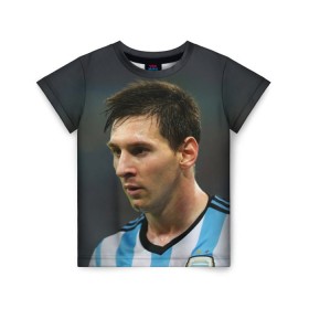 Детская футболка 3D с принтом Leo Messi в Кировске, 100% гипоаллергенный полиэфир | прямой крой, круглый вырез горловины, длина до линии бедер, чуть спущенное плечо, ткань немного тянется | fc barcelona | football | lionel messi | messi | аргентина | барса | лео месси | фк барселона | футбол