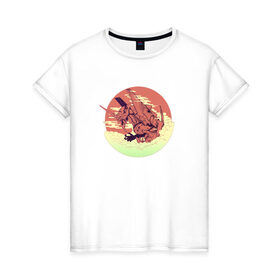 Женская футболка хлопок с принтом Evangelion в Кировске, 100% хлопок | прямой крой, круглый вырез горловины, длина до линии бедер, слегка спущенное плечо | 