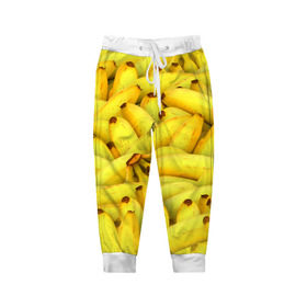 Детские брюки 3D с принтом Бананчики в Кировске, 100% полиэстер | манжеты по низу, эластичный пояс регулируется шнурком, по бокам два кармана без застежек, внутренняя часть кармана из мелкой сетки | бананчики | бананы