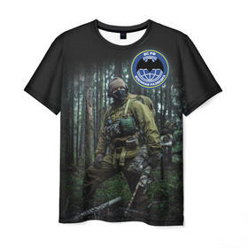 Мужская футболка 3D с принтом Военная разведка в Кировске, 100% полиэфир | прямой крой, круглый вырез горловины, длина до линии бедер | Тематика изображения на принте: армия | вс рф | россия | солдат