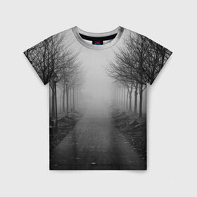 Детская футболка 3D с принтом Тропинка в Кировске, 100% гипоаллергенный полиэфир | прямой крой, круглый вырез горловины, длина до линии бедер, чуть спущенное плечо, ткань немного тянется | деревья | дорожка | природа | тропинка | туман