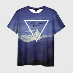 Мужская футболка 3D с принтом MINIMALISM POST#2 в Кировске, 100% полиэфир | прямой крой, круглый вырез горловины, длина до линии бедер | minimalism | арт | горы | звезды | лес. | минимализм | ночное небо | обои | популярные | природа | снег