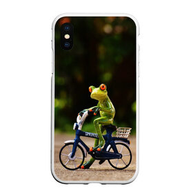 Чехол для iPhone XS Max матовый с принтом Лягушка в Кировске, Силикон | Область печати: задняя сторона чехла, без боковых панелей | велосипед | жаба | животные | лягушка | мини | фигурка