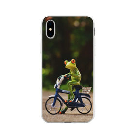 Чехол для Apple iPhone X силиконовый матовый с принтом Лягушка в Кировске, Силикон | Печать на задней стороне чехла, без боковой панели | велосипед | жаба | животные | лягушка | мини | фигурка