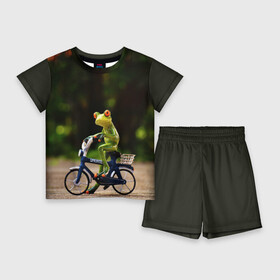 Детский костюм с шортами 3D с принтом Лягушка в Кировске,  |  | велосипед | жаба | животные | лягушка | мини | фигурка