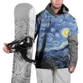 Накидка на куртку 3D с принтом Звездная ночь в Кировске, 100% полиэстер |  | starry night | ван гог | город | звезды | импрессионизм | луна | ночь | художник