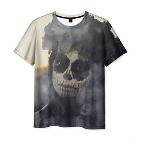 Мужская футболка 3D с принтом Dia de los muertos в Кировске, 100% полиэфир | прямой крой, круглый вырез горловины, длина до линии бедер | девушка | день мёртвых | дым | зомби | мертвец | праздник