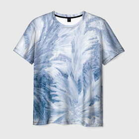 Мужская футболка 3D с принтом Морозные узоры в Кировске, 100% полиэфир | прямой крой, круглый вырез горловины, длина до линии бедер | frost | happy | new | year | год | иней | мороз | новогодние | новый | снег