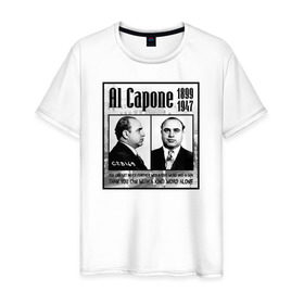 Мужская футболка хлопок с принтом Аль Капоне в Кировске, 100% хлопок | прямой крой, круглый вырез горловины, длина до линии бедер, слегка спущенное плечо. | al capone | аль капоне | гангстер | мафия | чикаго