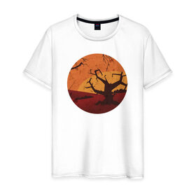 Мужская футболка хлопок с принтом Старые деревья в Кировске, 100% хлопок | прямой крой, круглый вырез горловины, длина до линии бедер, слегка спущенное плечо. | 