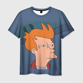 Мужская футболка 3D с принтом Фрай в Кировске, 100% полиэфир | прямой крой, круглый вырез горловины, длина до линии бедер | fry | futurama | футурама