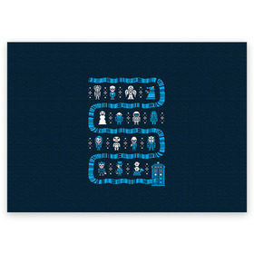 Поздравительная открытка с принтом Новогодний свитер Доктор Кто в Кировске, 100% бумага | плотность бумаги 280 г/м2, матовая, на обратной стороне линовка и место для марки
 | 2017 | new year | год | доктор | кто | новогодний | новый | петух | петушок